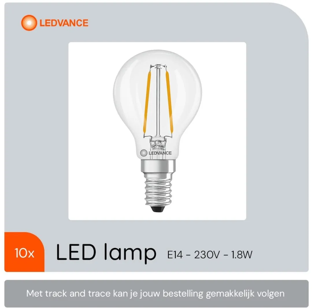 LEDVANCE LED Filament Kogellamp E14 1.8W 250lm - 10 Stuks - afbeelding 6 van 6