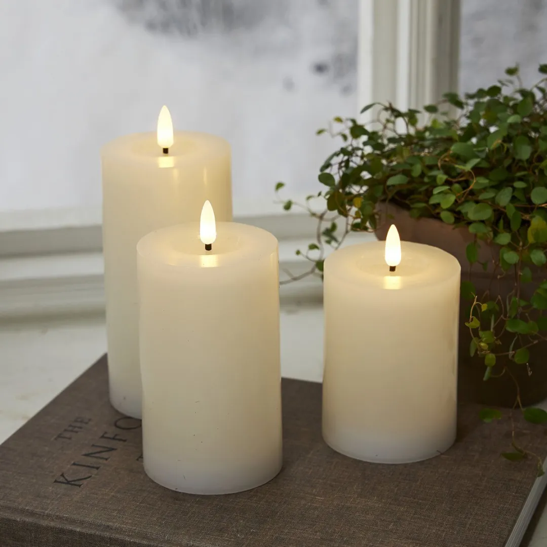 Star Trading LED Pilaarkaars Flamme Flow 12,5cm - Wit - afbeelding 3 van 6