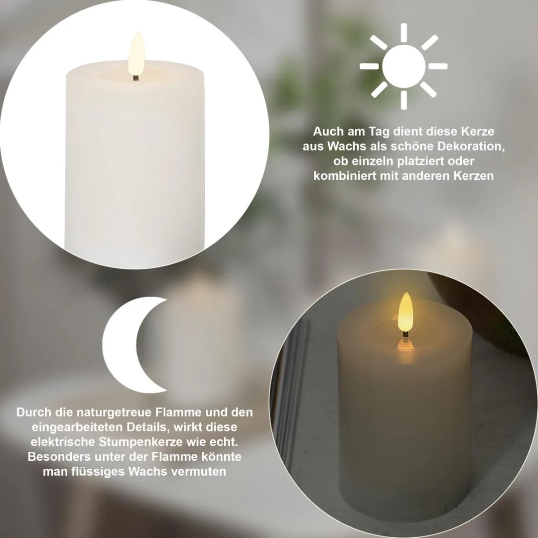 Star Trading LED Pilaarkaars Flamme Flow 12,5cm - Wit - afbeelding 6 van 6