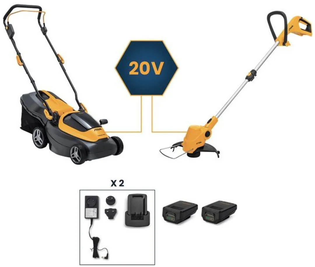 Stiga Collector 136e + GT100e Accugrasmaaier & -trimmer - 2x 2000mAh