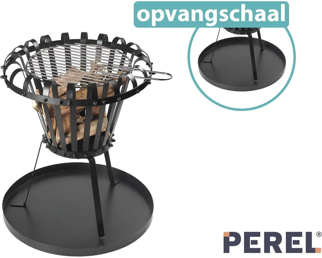 Perel Vuurkorf 53.5 x Ø50cm - Zwart