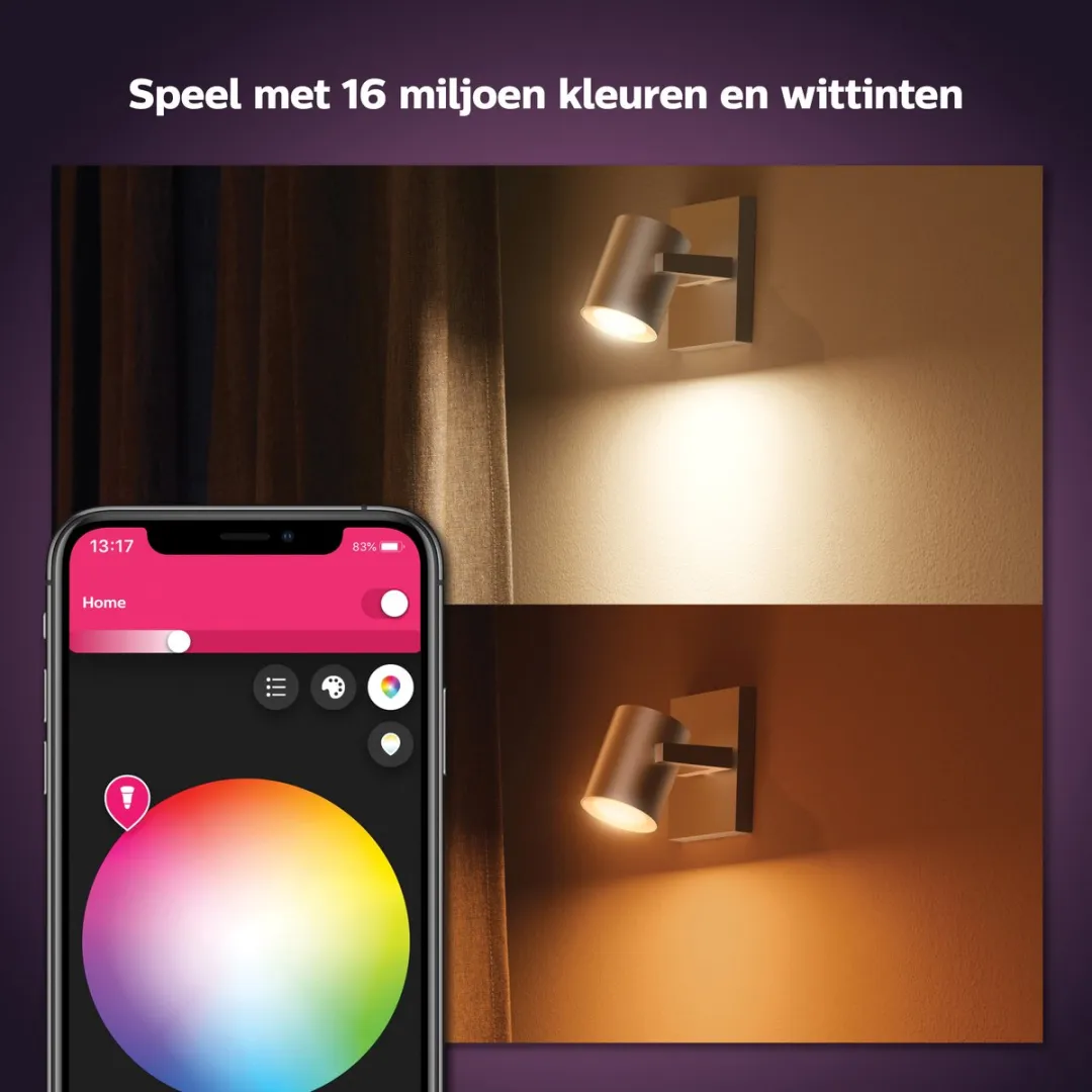 Philips Hue Argenta Opbouwspot GU10 RGBW - 5,7W - Zilver