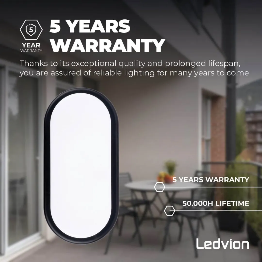 LEDVION Bulkhead Plafondlamp Badkamer 6.5W - Zwart - afbeelding 6 van 6