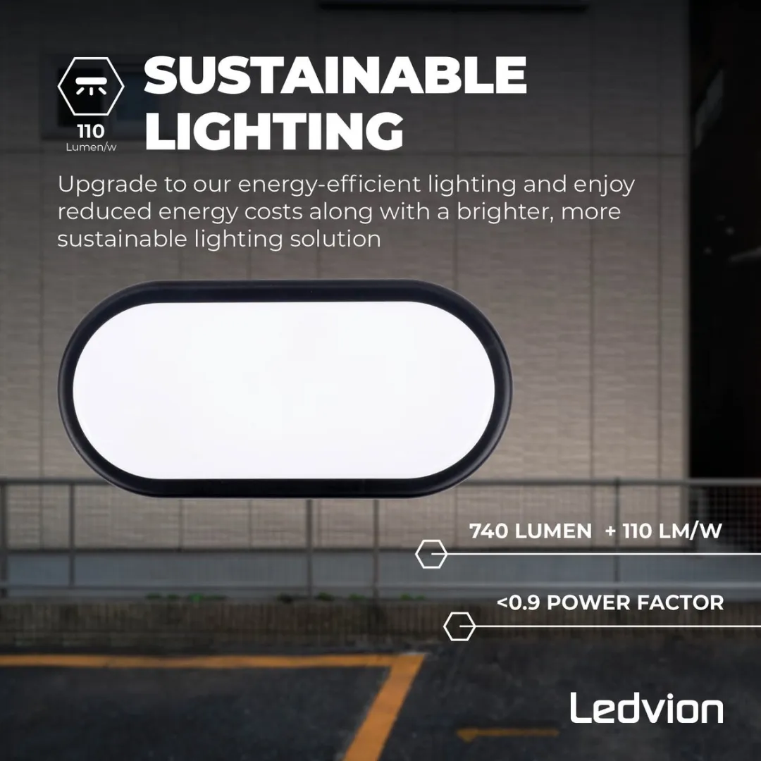 LEDVION Bulkhead Plafondlamp Badkamer 6.5W - Zwart
