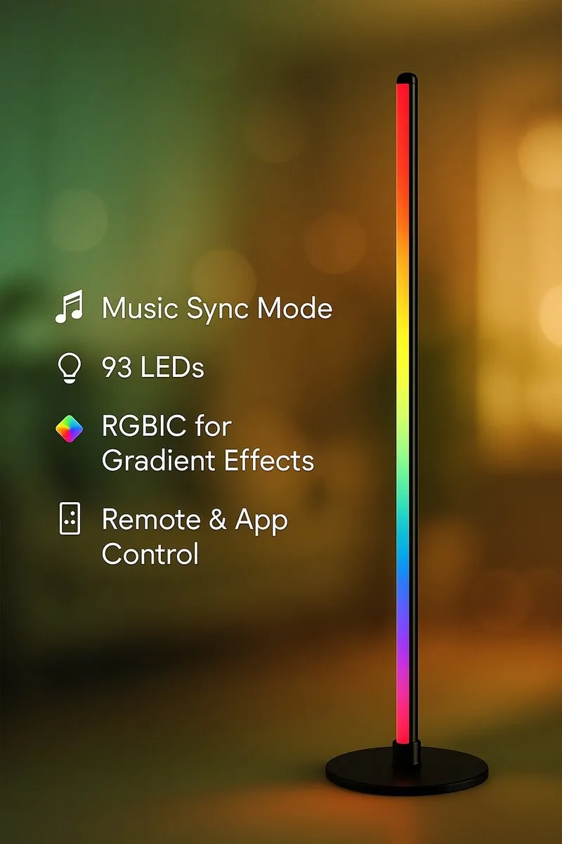 Deltaco Smart Home RGBIC Vloerlamp 18W - Zwart