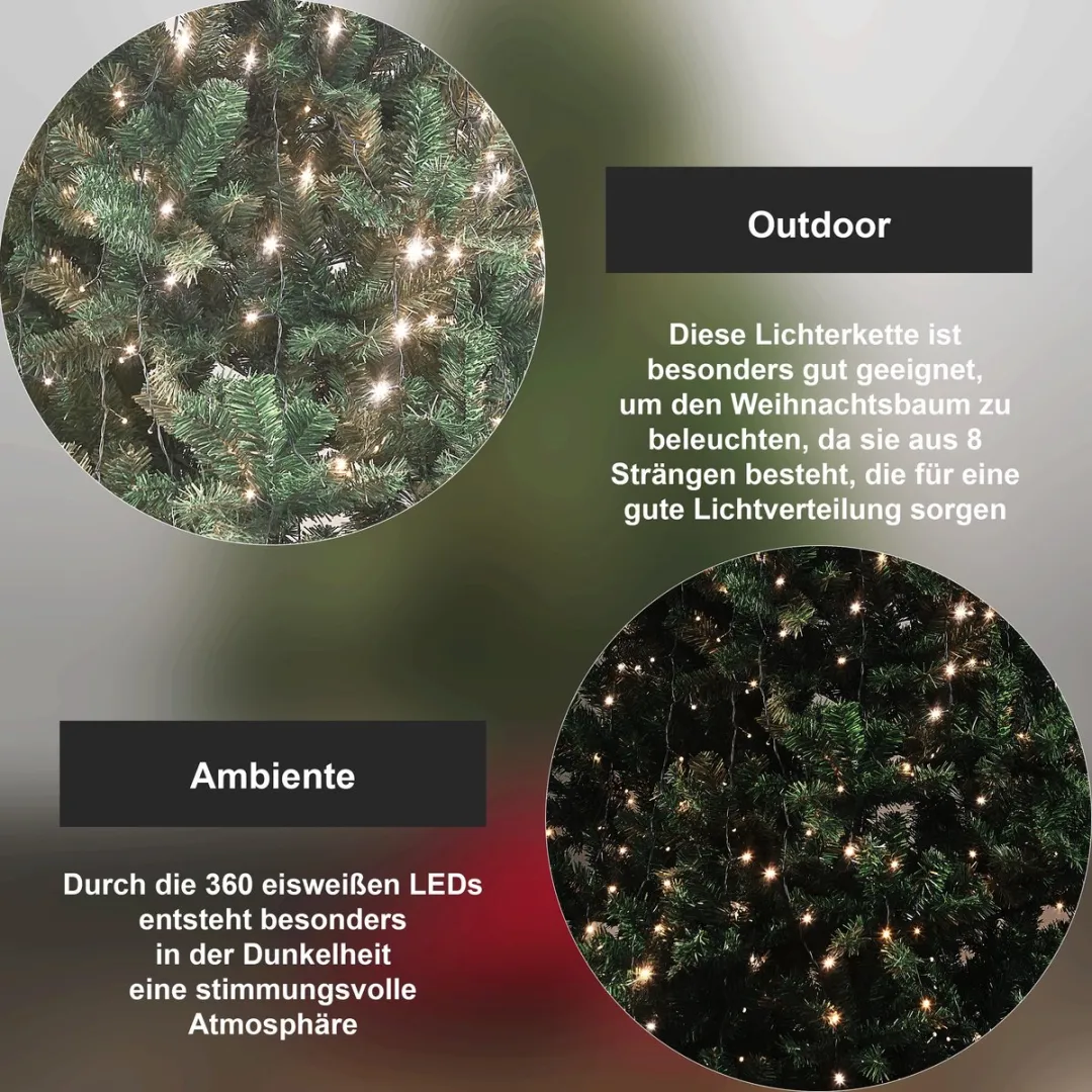 Star Trading LED Boommantellichtketting Crispy Ice White 196cm - 8 Strengen - Groen Snoer