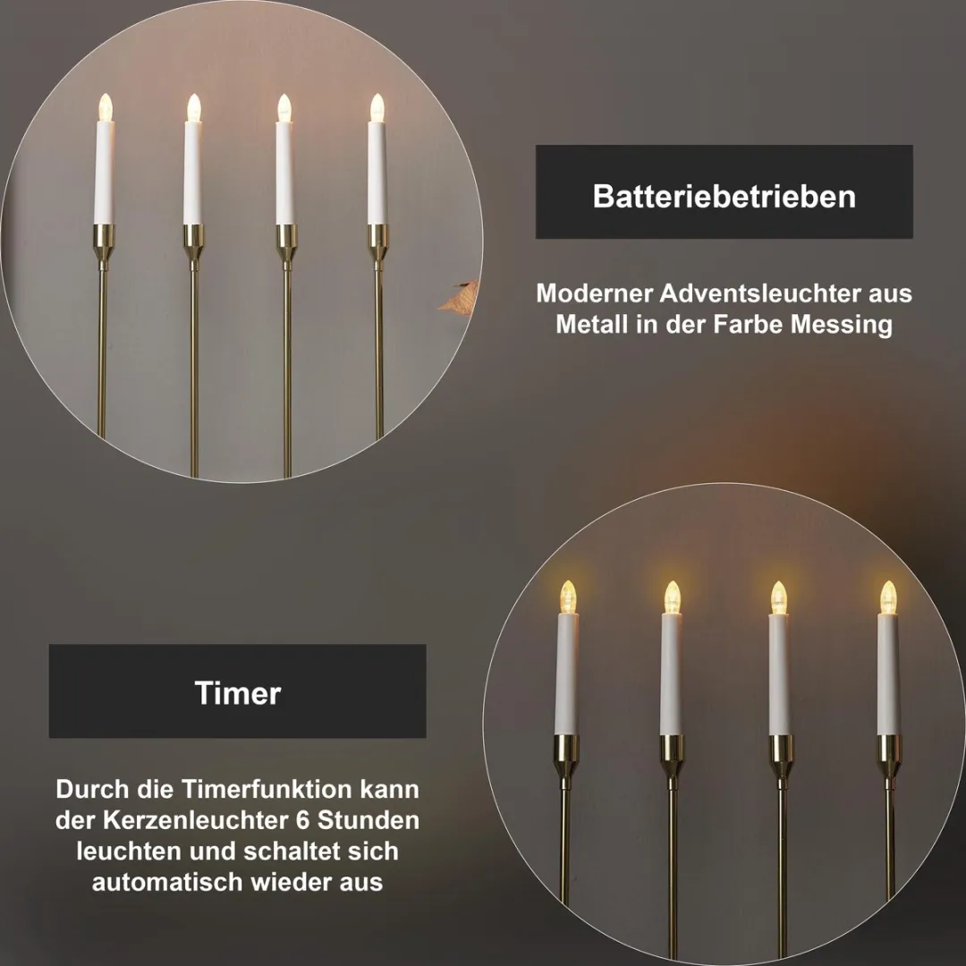 Star Trading Lottie Adventskroonluchter 4-armig - Messingkleur - afbeelding 6 van 6
