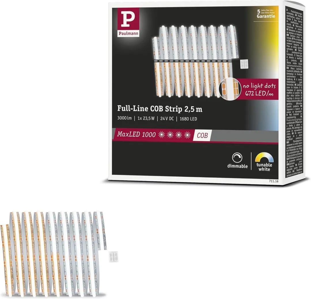 Paulmann MaxLED 1000 LED-strip Uitbreiding 2500mm Warmwit - Zilver
