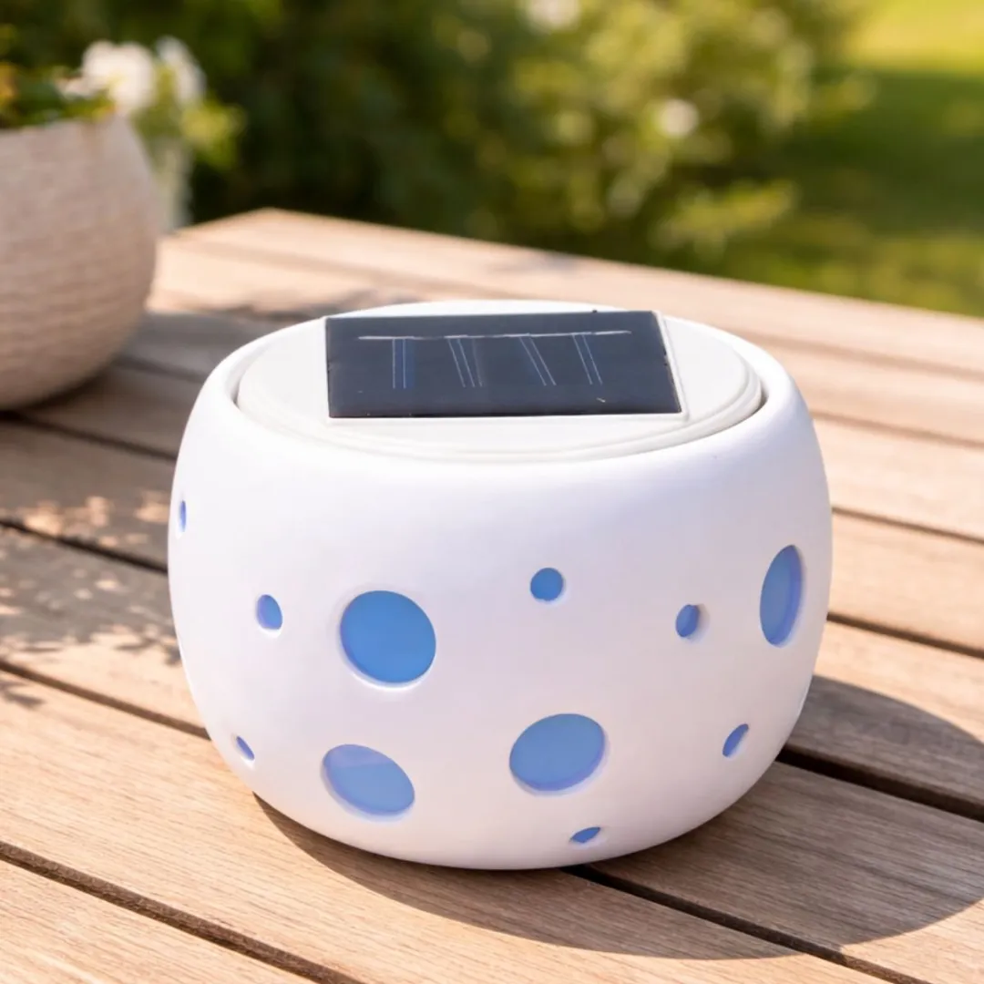 Grundig Solar Tuinlamp RGB Wit Keramiek 2 Lichtpunten