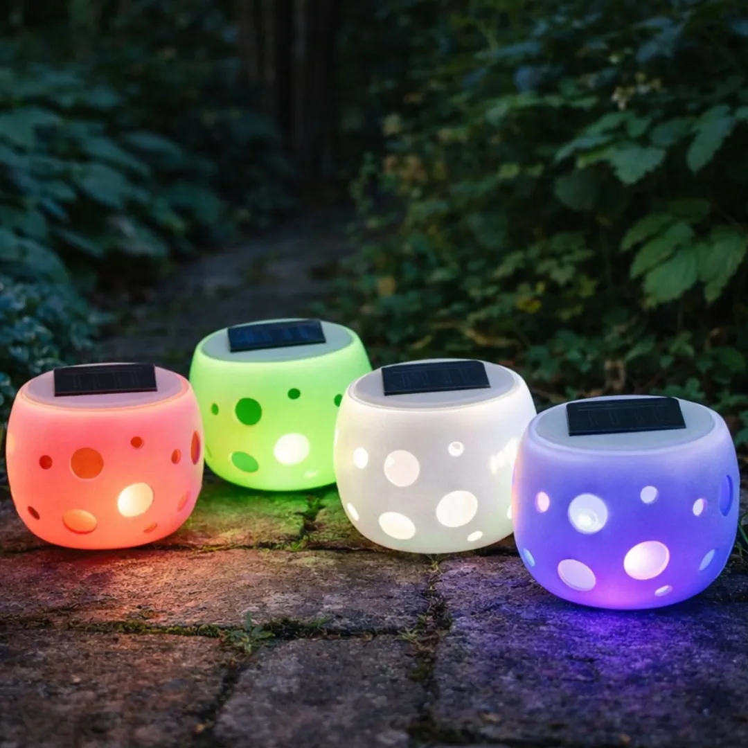 Grundig Solar Tuinlamp RGB Wit Keramiek 2 Lichtpunten