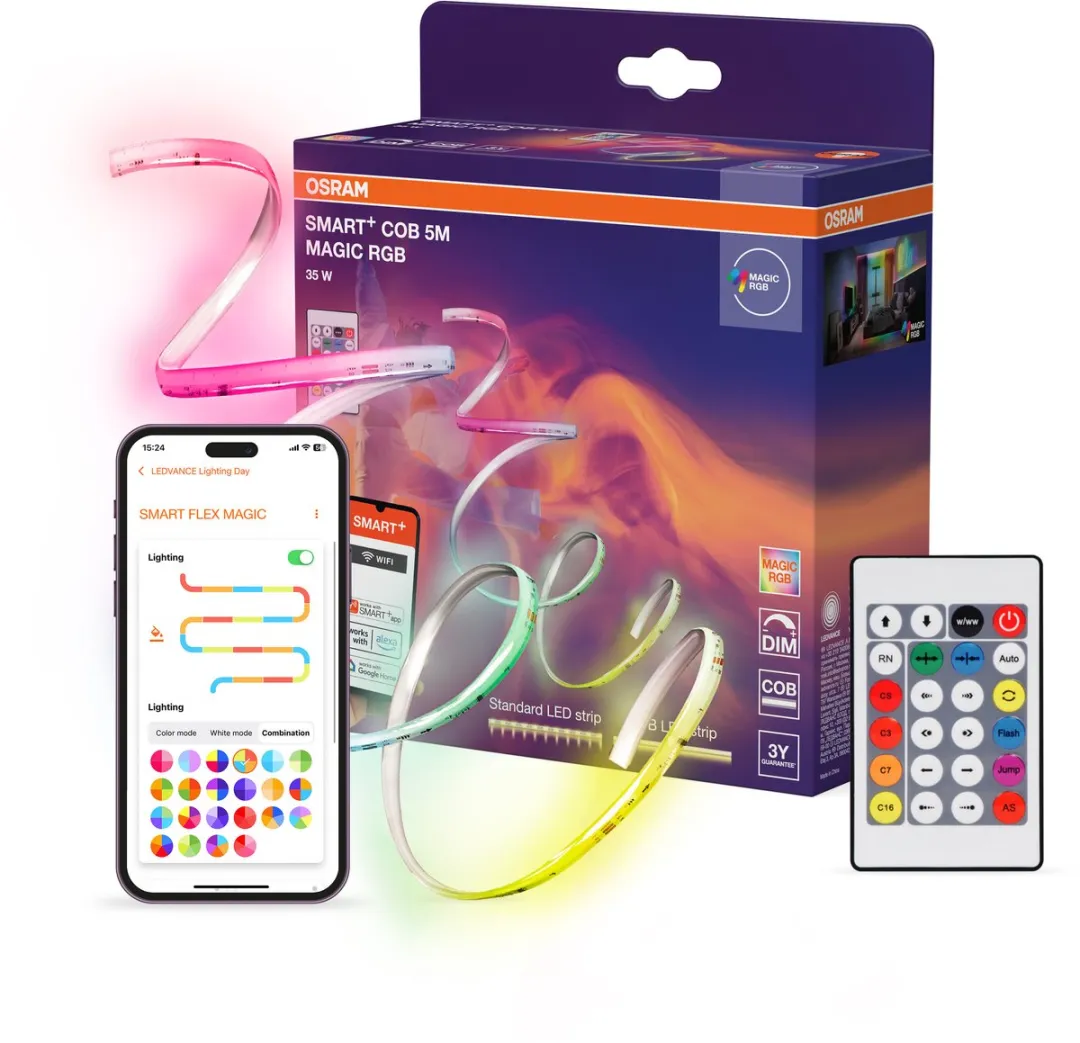 Osram Smart+ Wifi COB Magic RGB LED-strip 5m - Wit