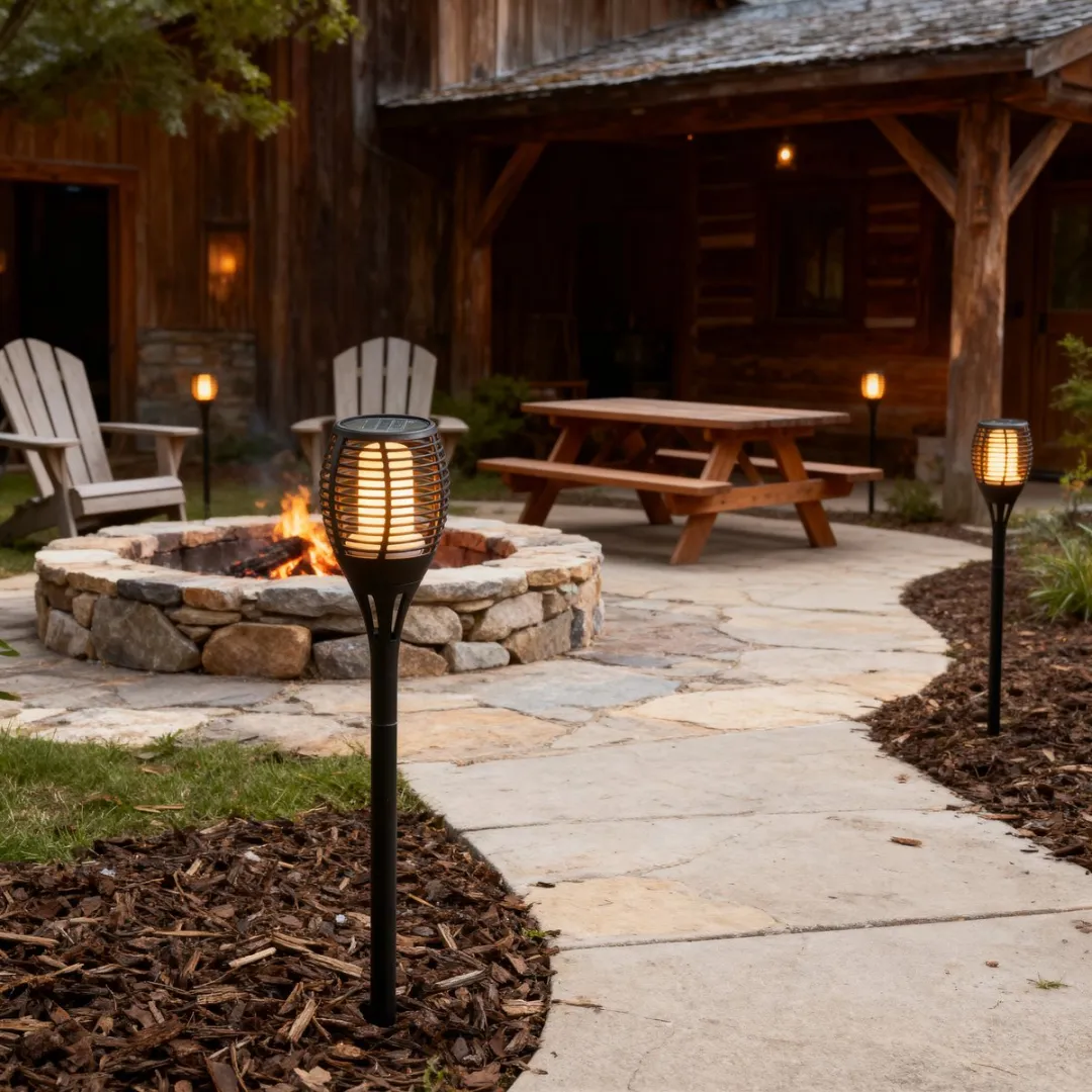 Grundig Solar Tuinfakkel Flame LED - 30 LED's - Ø9x59cm - Zwart