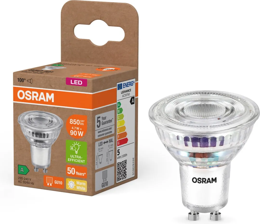 Osram LED Spot GU10 PAR16 4.7W 850lm - Zeer Warm Wit - afbeelding 6 van 6