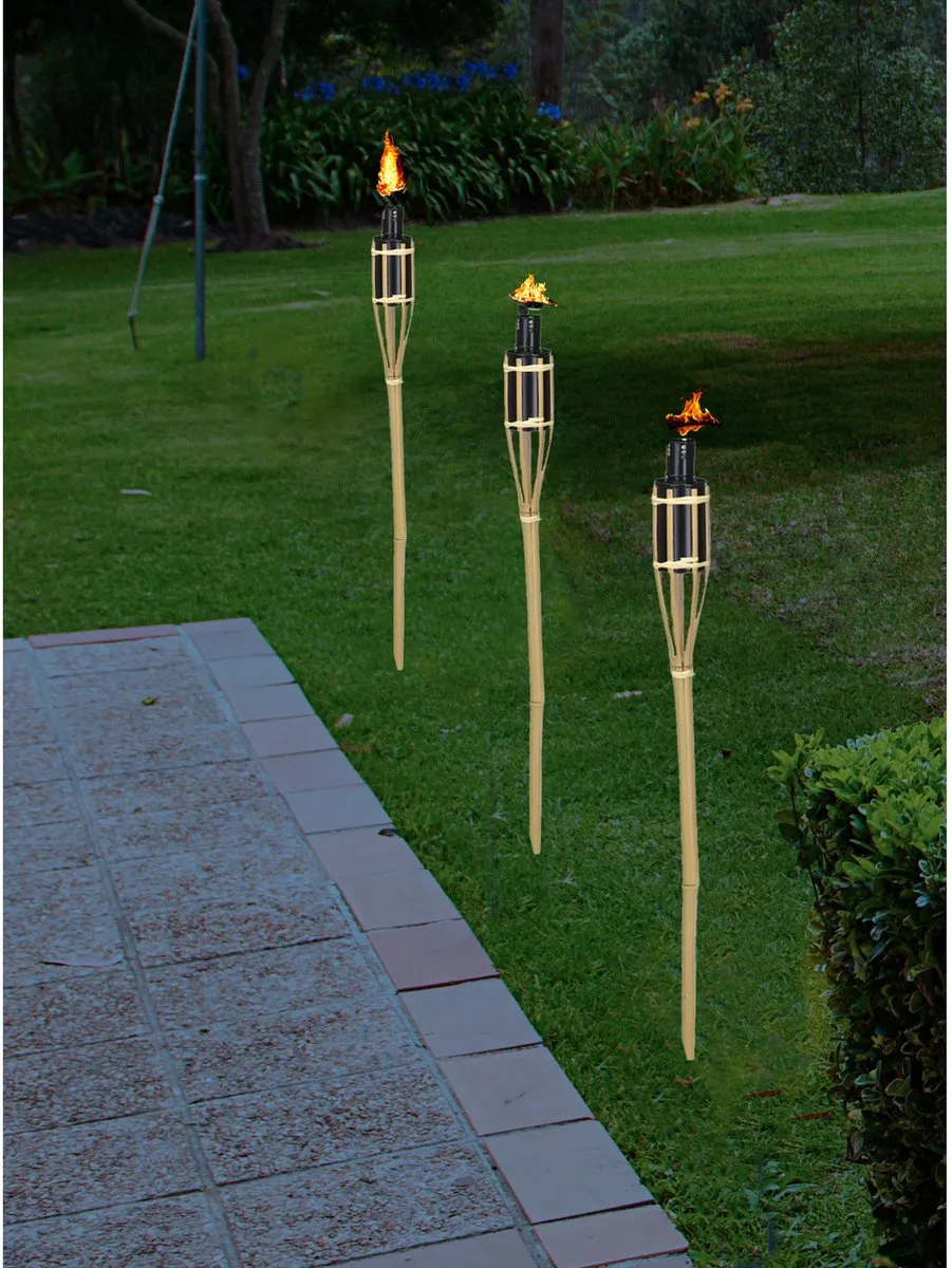 Bellatio Design Tuinfakkels 4 Stuks - Bamboe 60cm - Multi
