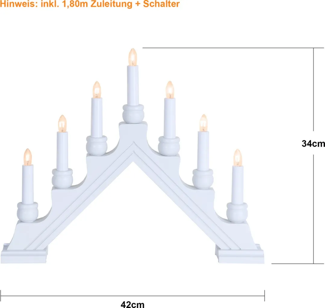 Star Trading Karin Lichtboog 7 Lichts Hout - Wit - afbeelding 6 van 6