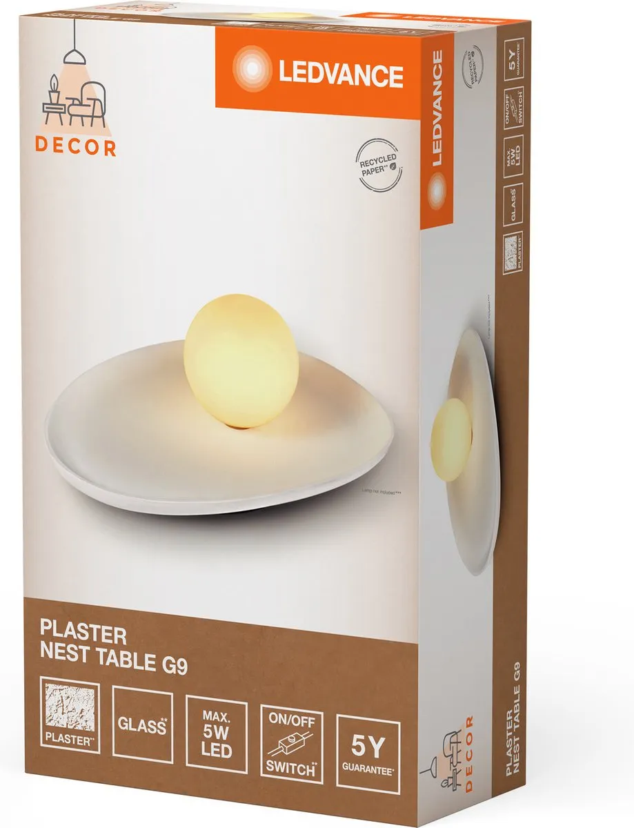 LEDVANCE Decor Plaster Nest Tafellamp 1XG9 - Wit - afbeelding 6 van 6