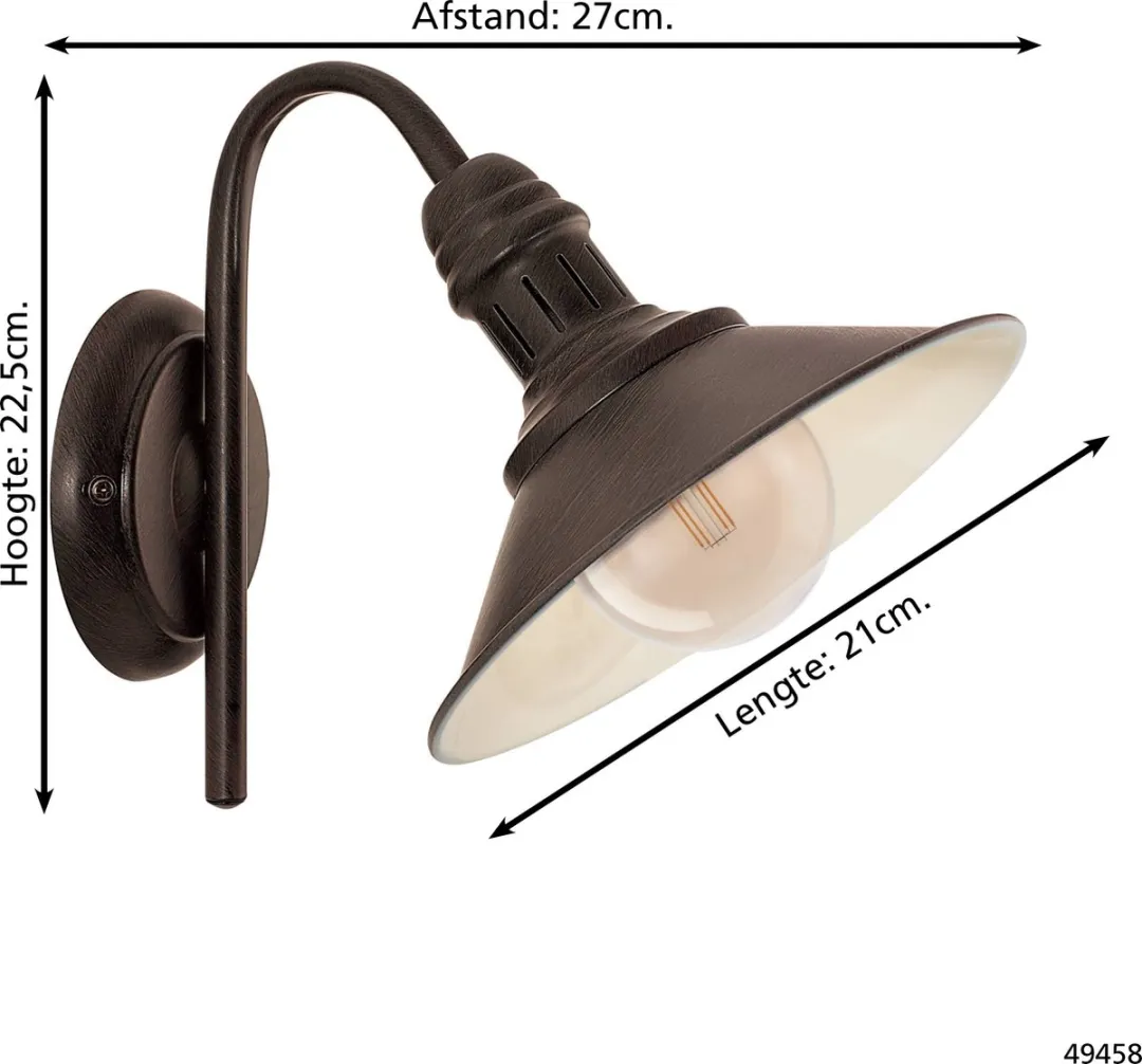 Eglo Stockbury Wandlamp Antiek Bruin