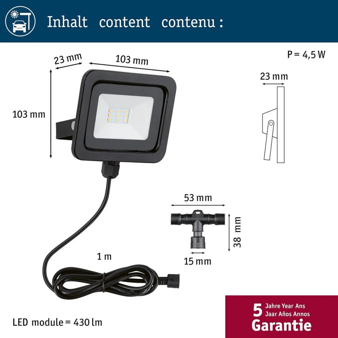 Paulmann Outdoor Wandlamp IP65 - Zwart - Roestvrij staal - afbeelding 5 van 6
