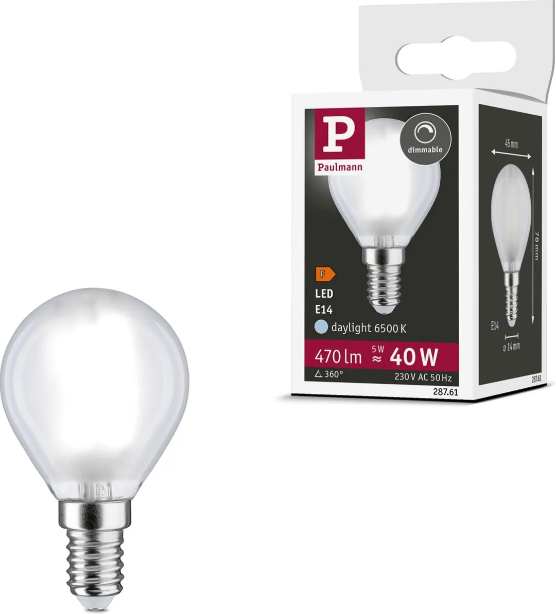 Paulmann Filament LED Kogellamp E14 470lm 5W 6500K