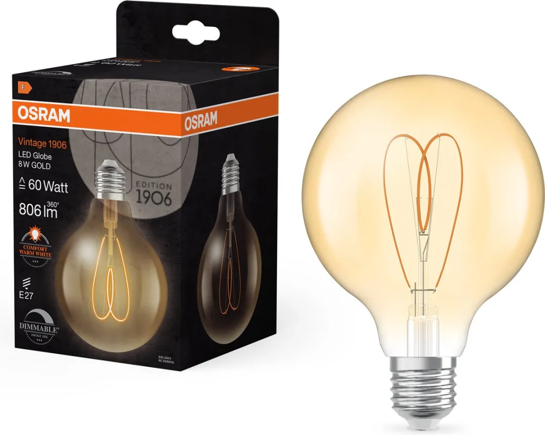 Osram Vintage 1906 LED E27 Globe 8W - 806lm - Zeer Warm Wit