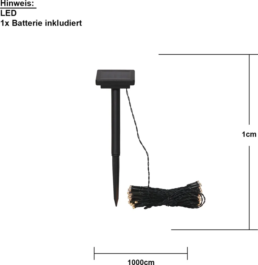Star Trading Solar Fairy Lampjes Basis - Warm Wit - 10m - Zwart
