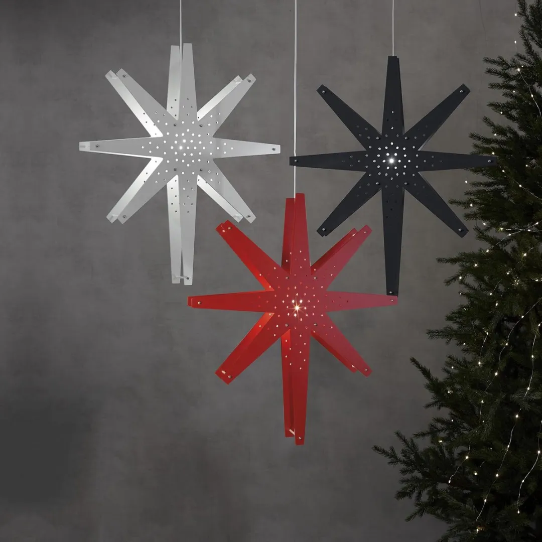Star Trading Houten Ster Hanglamp Tall 70cm - Rood