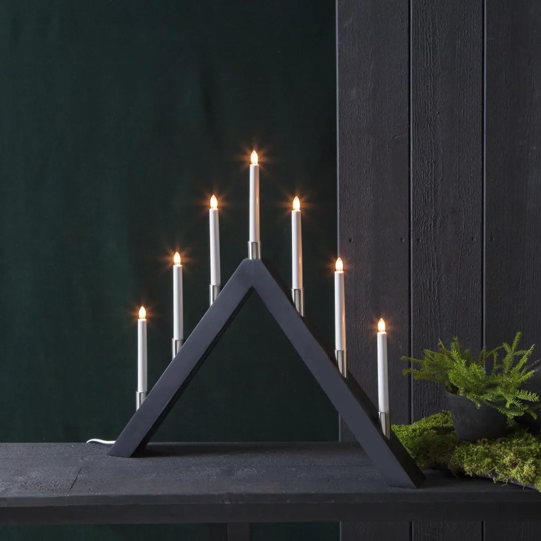 Star Trading LED Lichtboog Tall 7-Vlam Hout - 63cm Zwart