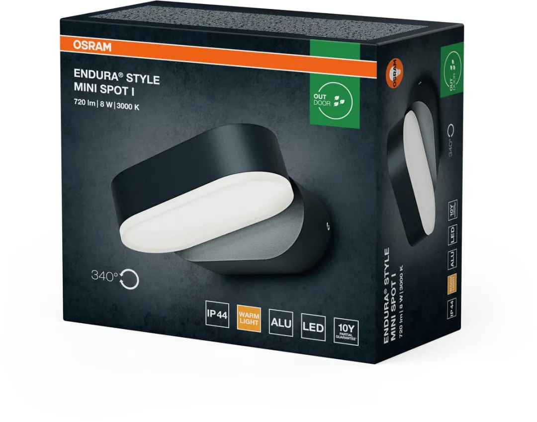 Osram Endura Style Mini-Spot LED Wandlamp 8W - Donkergrijs
