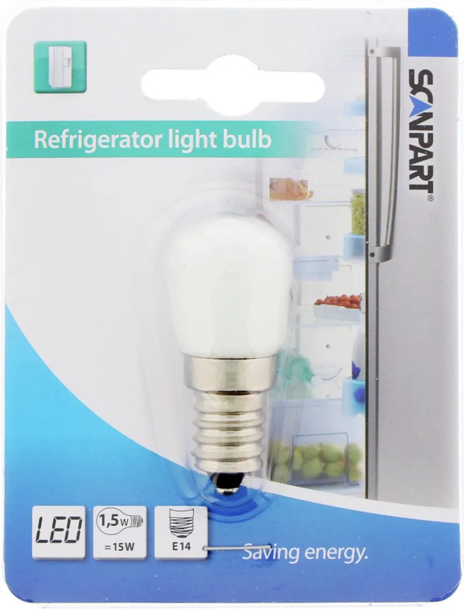 Scanpart koelkastlamp E14 LED - 15W - Koelkast lampje - 100 lm helder licht - 1 stuk
