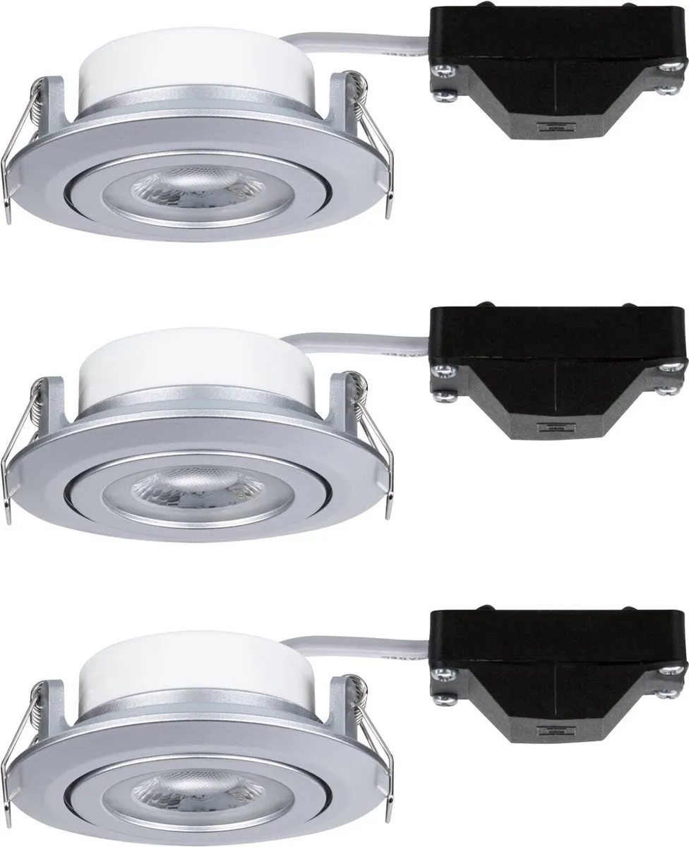 Paulmann LED Inbouwspot Set 3 - Chroom Mat - 3000K - 3 Stuks