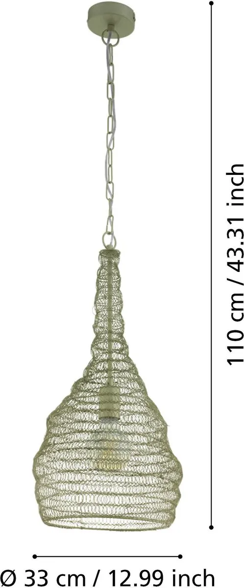Eglo Colten Hanglamp E27 - Staal Goud/Champagne