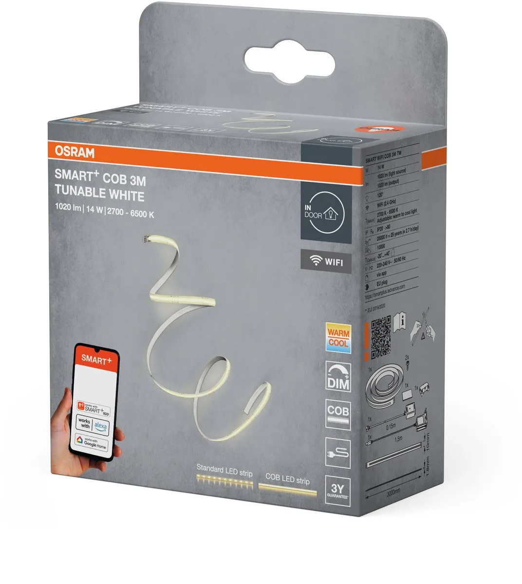Osram Smart+ Wifi COB Strips 3m - Tunable White - Geel - afbeelding 6 van 6