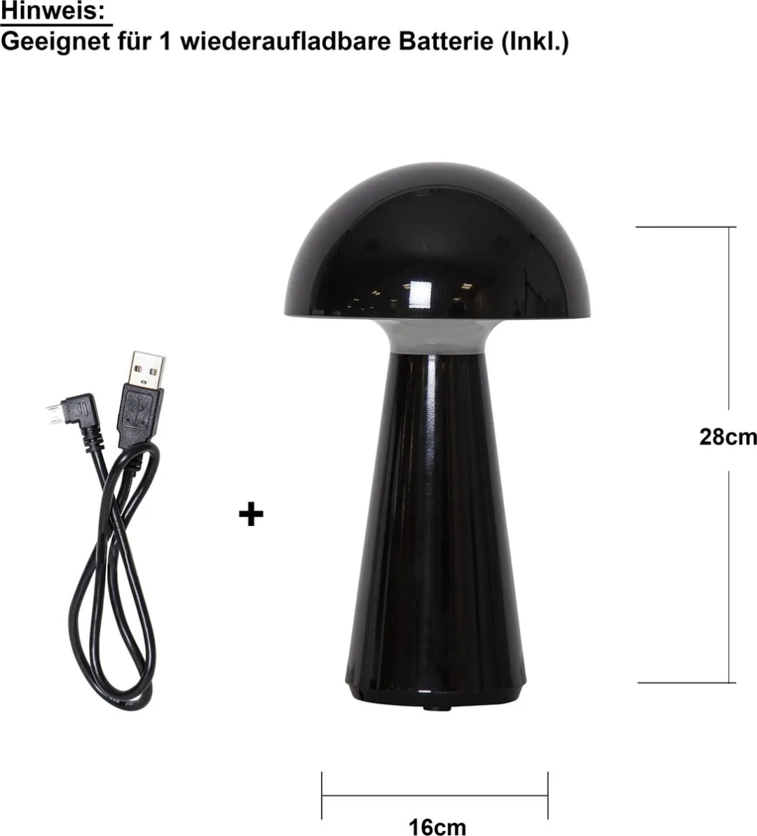 Star Trading LED Mushroom Tafellamp - Zwart