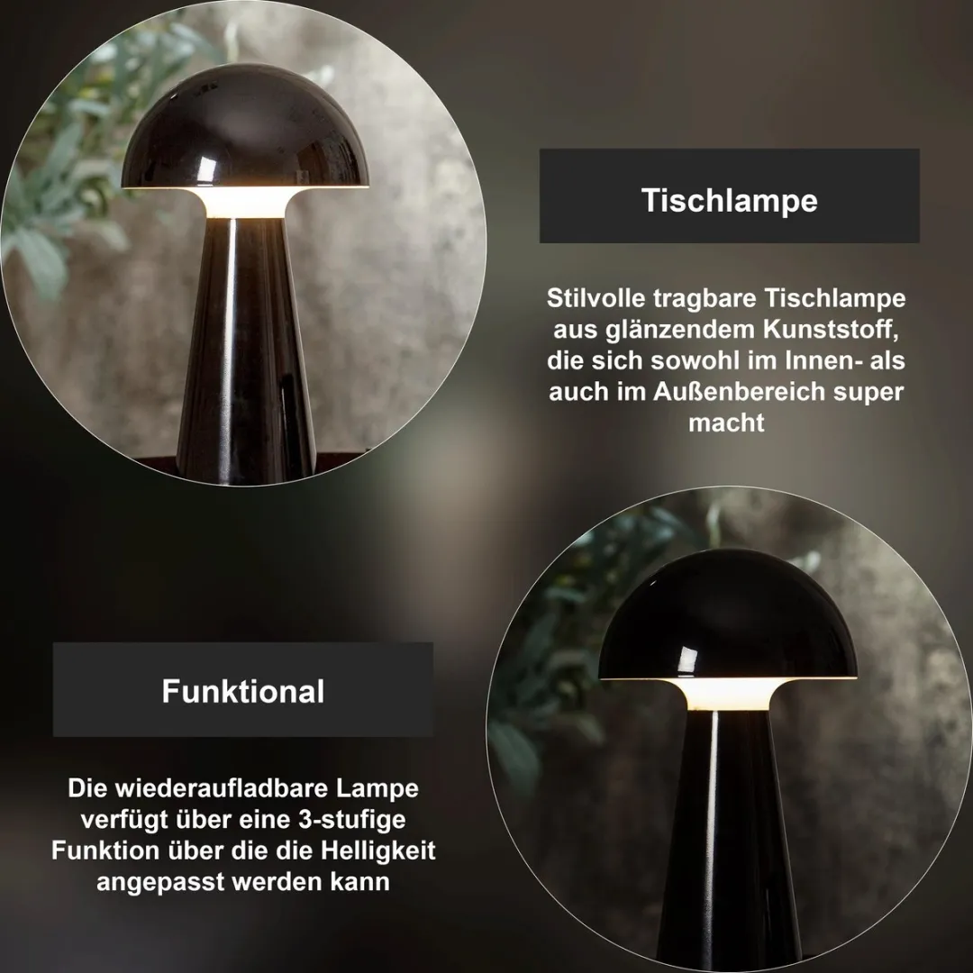 Star Trading LED Mushroom Tafellamp - Zwart
