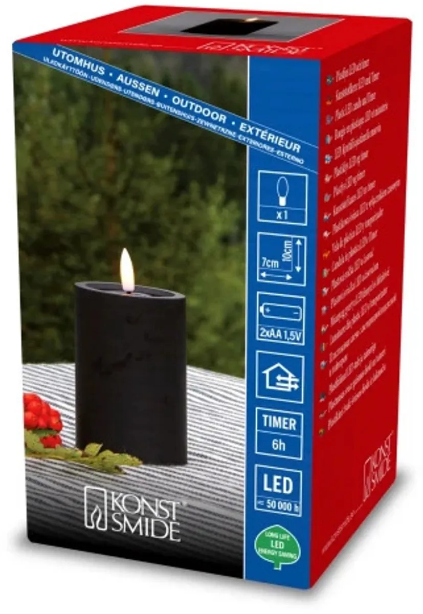 Konstsmide LED Kaars Soft Matzwart - 10x7cm - 2x AA