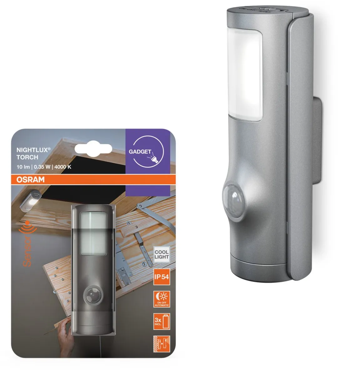 Osram Nightlux Torch Silver LED Nachtlampje