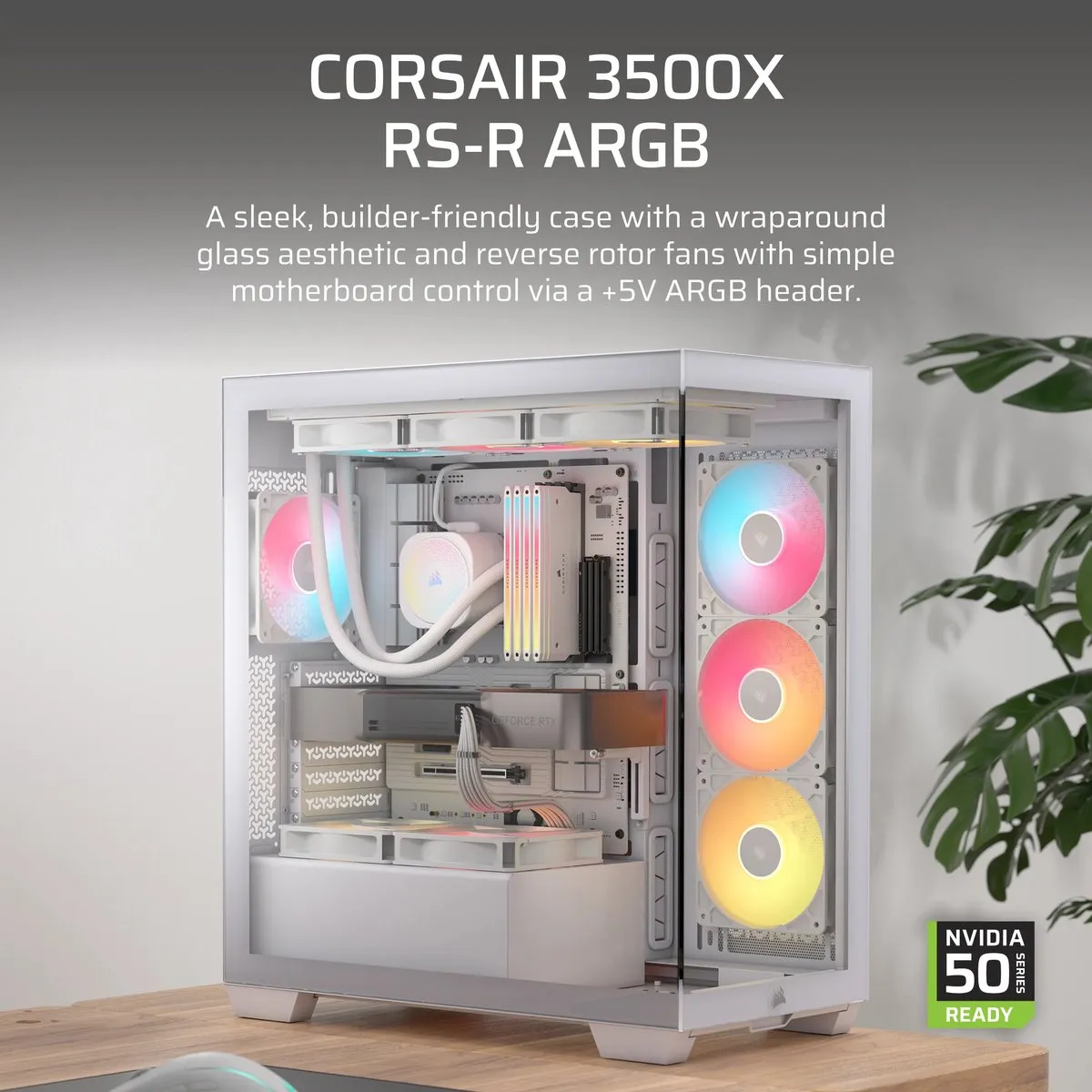 Corsair 3500X RSR PC-behuizing - 3x ARGB ventilatoren - Wit