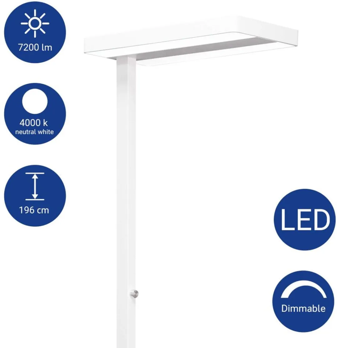 MAULjaval LED Vloerlamp - dimmbaar - standvoet - wit - 1 stuk - 61 x 28 x 196 cm - MAUL