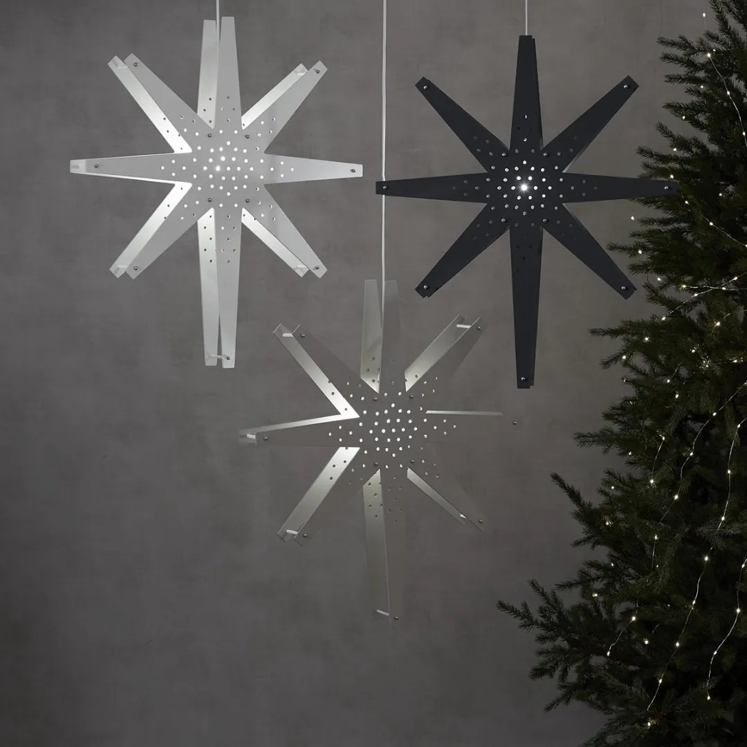 Star Trading Houten Ster Hanglamp 'Tall' 70cm - Grijs-Beige