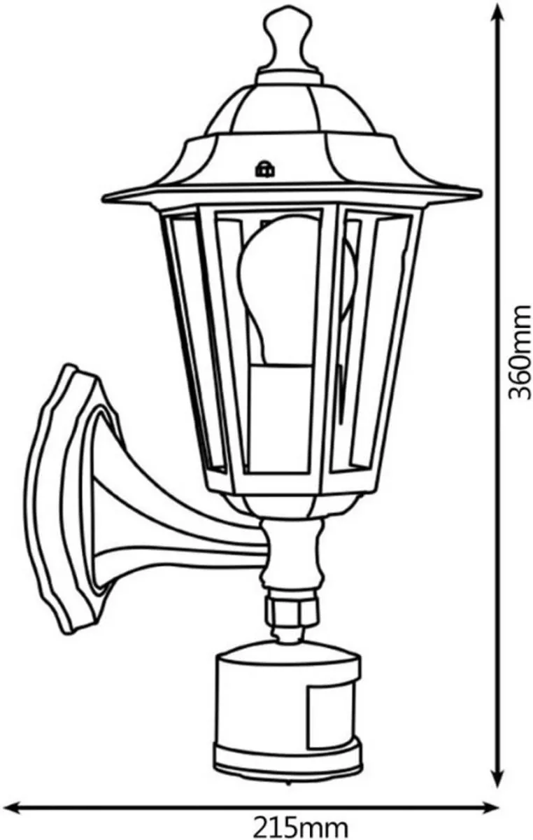 Eglo Laterna 4 Wandlamp Buiten - Bewegingsmelder - Zwart