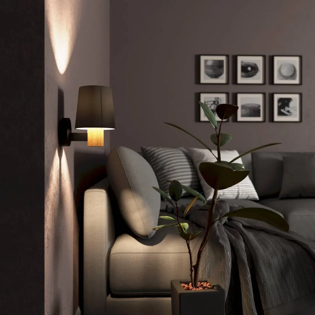 Eglo Edale Wandlamp E27 15cm - Zwart/Bruin