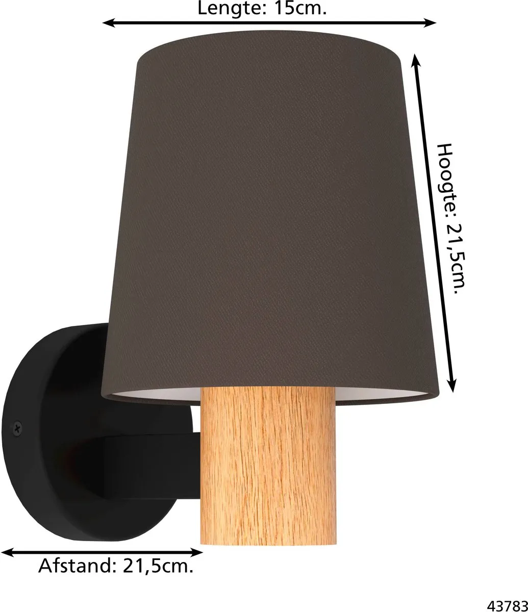 Eglo Edale Wandlamp E27 15cm - Zwart/Bruin