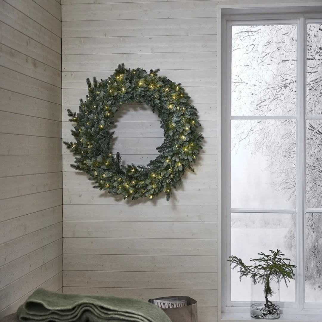 Star Trading LED Kerstkrans Greyland 100cm - Warm wit - Buiten - Timer