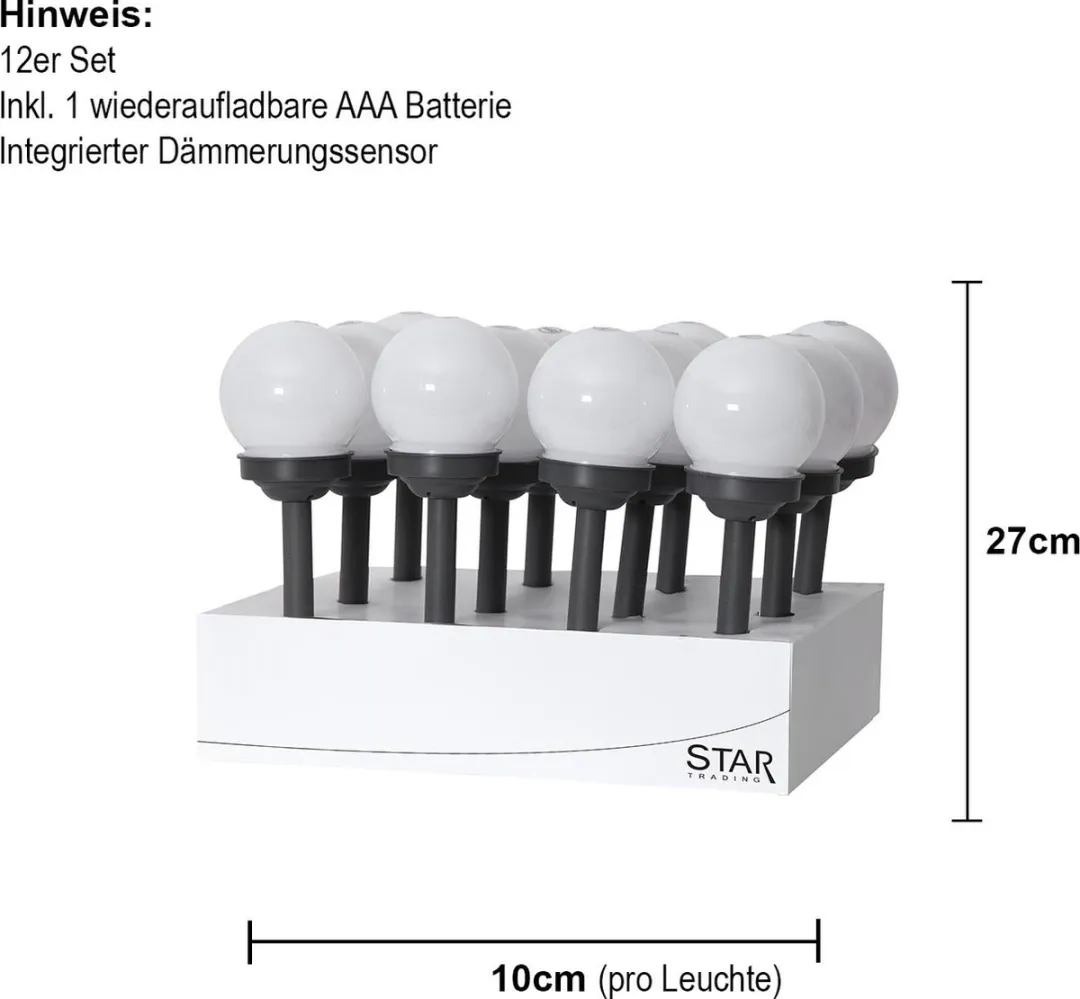 Star Trading Solar Padverlichting Globus - 12 Stuks Wit