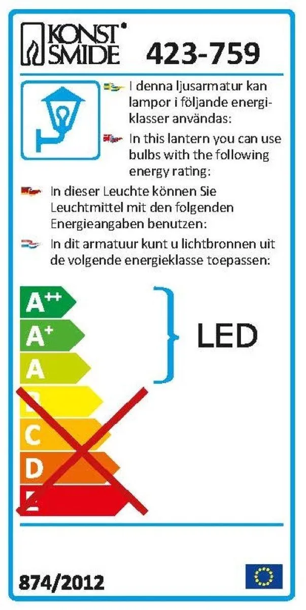 Konstsmide 423-759 Wandverlichting Buiten - 2x8W - Zwart