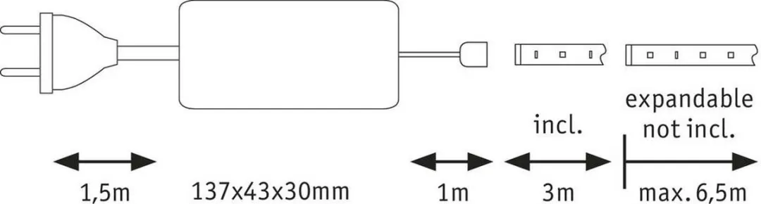 Paulmann MaxLED 500 LED-strip Basisset 300cm - Daglichtwit 6500K - Zilver - afbeelding 6 van 6
