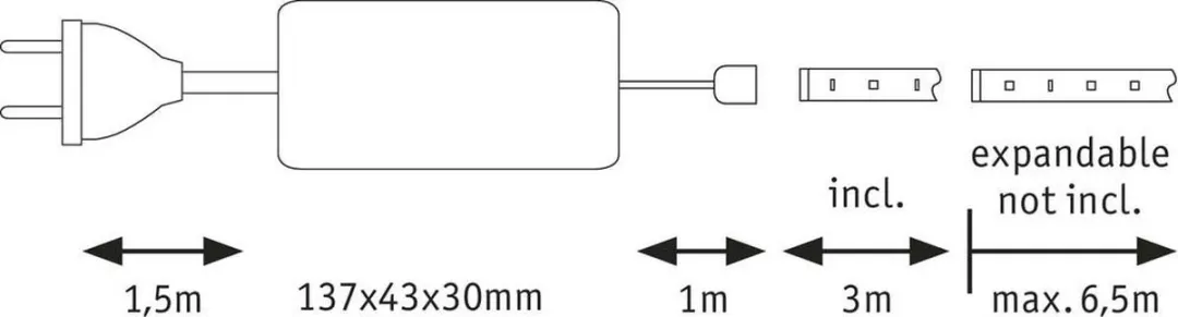 Paulmann MaxLED 500 LED-strip Basisset 300cm - Daglichtwit 6500K - Zilver