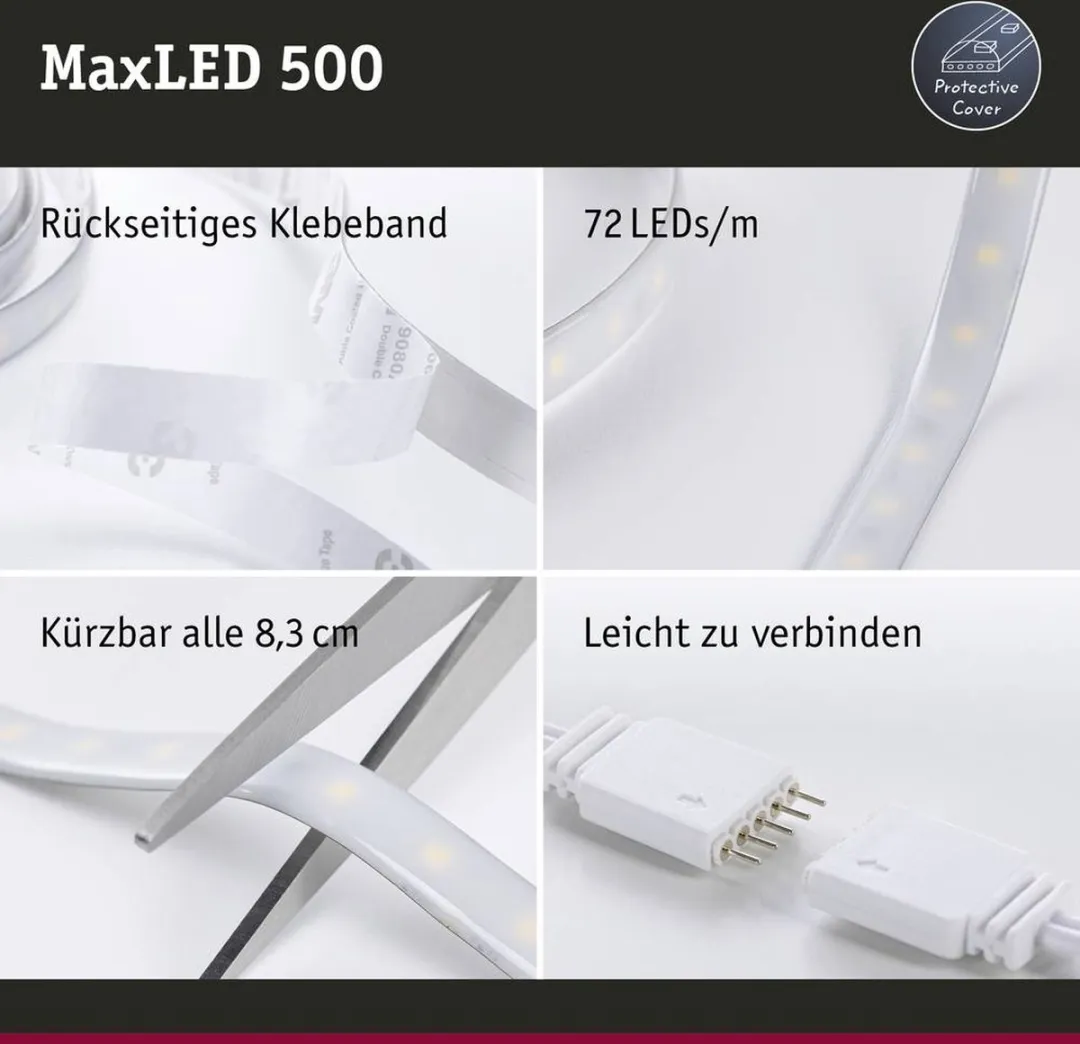 Paulmann MaxLED 500 LED-strip Basisset 300cm - Daglichtwit 6500K - Zilver