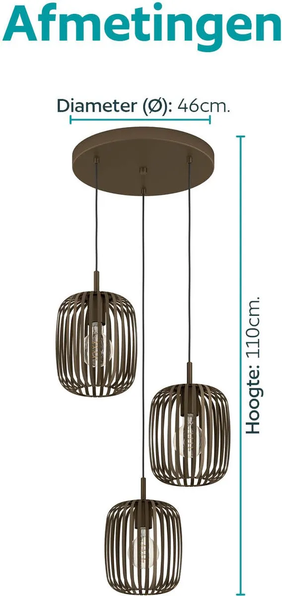 Eglo Romazzina Hanglamp E27 - Ø46cm - Brons