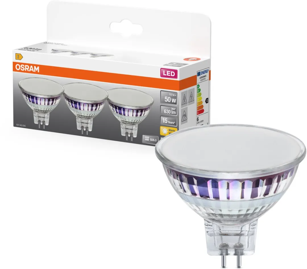 Osram LED Spotlamp Star MR16 5,3W 827 - 630lm - 3 Stuks